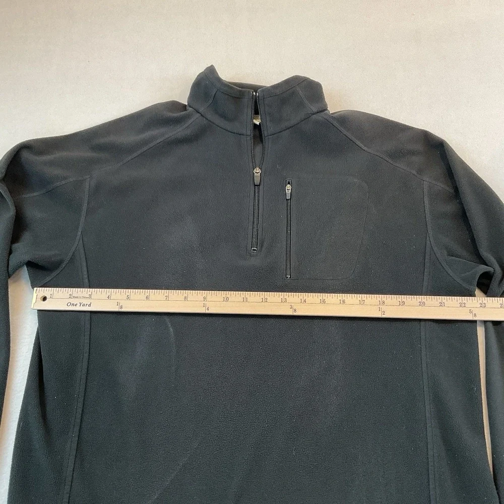L L Bean 1/4 Zip Pullover Mens L Black Fleece Zipper Chest‎ Pocket Long Sleeves